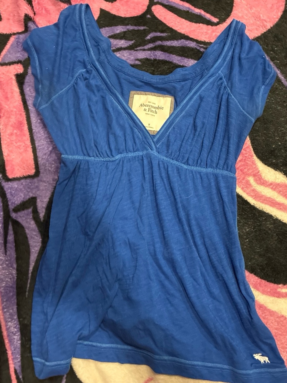 Abercrombie & Fitch Royal Blue V-Neck Short Sleeve Tee